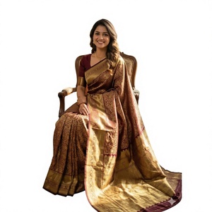 Blusa de Georgette de Poliéster Totalmente Bordada CYE con Lentejuelas, Larga hasta el Suelo, Elástica, de Corte Regular, Moderna, para Mujer, Estilo Bollywood Saree - Product Image 4