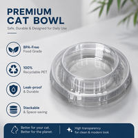 Bol pour chat en PET transparent jetable personnalisé - Sans BPA, qualité alimentaire, sans lavage, plateau d'alimentation pour animaux de compagnie