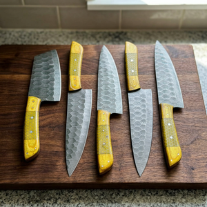 High Quality Durable Sustainable <b>Sharp</b> Damascus Steel Ambidextrous Chef <b>Knife</b> <b>Set</b> 67-Layer Blade Design Five-Piece Handmade - Product Image 6