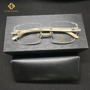 Gafas de Sol para Hombre Estilo Hip Hop con Diamantes Moissanite VVS, Montura de Plata de Ley 925 con Patas de Cuerno, Pasa el Test de Diamantes - Product Image 6