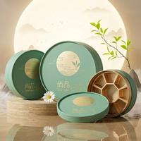 Empaque de Tubo de Papel Cilíndrico Personalizado para Sets de Regalo de Pastel Lunar con Arte Tradicional Chino y Diseño Redondo Verde