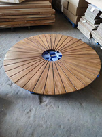 Table de jardin en teck Lifepursue avec structure en aluminium, table à manger pour terrasse