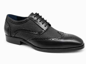 <b>Black</b> Genuine Leather Woven Embossed Wingtip <b>Brogue</b> Oxfords for <b>Men</b> Lace Up Dress <b>Shoes</b> Round Toe Office Career Business Wedding - Product Image 3
