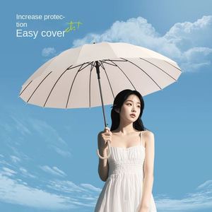Paraguas de mango largo semiautomático de 16 varillas estilo japonés, resistente al viento, diseño fresco y pequeño, logotipo personalizado, publicidad, venta al por mayor - Product Image 3