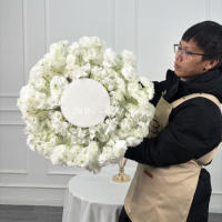 Bunga Artifisial DKB Elegant White, Bola Bunga 30 40 50 60 70 80cm, Warna Putih Krim, Buket Mawar dan Bunga Sakura untuk Dekorasi Tengah Meja