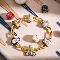 Groothandel Cartoon Dieren DIY RVS Charms Armband Beer Pinguïn Vos Kat Schakelketting Armband