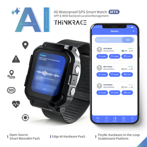 Montre connectée THINKRACE MT4 4G GPS avec assistant vocal IA, personnalisation, étanche, suivi GPS, SOS, moniteur de fréquence cardiaque et contrôle par application - Product Image 1