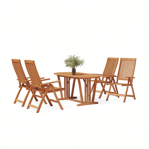 Ensemble de chaises de jardin en bois d'eucalyptus massif, 4 places, mobilier d'extérieur, design contemporain, finition marron durable - Product Image 1