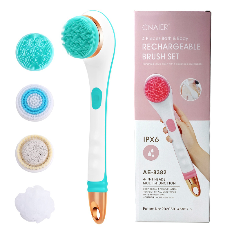 Оптовая продажа, набор мягких массажных кистей для ванны, массажер для тела, электрическая силиконовая Очищающая щетка для ванны для личной гигиены