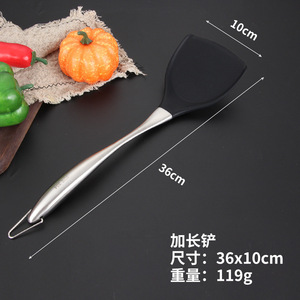 Stainless Steel <b>Silicone</b> Kitchen Tool Set 2 Piece Soup Ladle And <b>Spatula</b> Food Grade Non Stick High Heat Resistant - Product Image 3