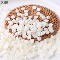 Perles en vrac en acrylique ABS YWJC Crystal Wholesale, dos plat, 3mm-20mm, imitation demi-perles rondes blanches pour bijoux