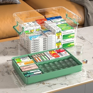 Boîte à médicaments familiale multi-couches en plastique transparent, petite boîte à pharmacie domestique, trousse de premiers soins portable - Product Image 2