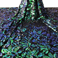 Tissu en velours brodé de sequins 5MM LH Factory Stock, luxe, pour scène, fête africaine, automne-hiver, pour robe femme