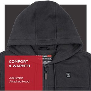 Sweat à capuche chauffant personnalisé pour homme, en polaire, avec fermeture éclair et éléments chauffants sur le devant et le dos, vêtement coupe-vent pour temps froid - Product Image 5