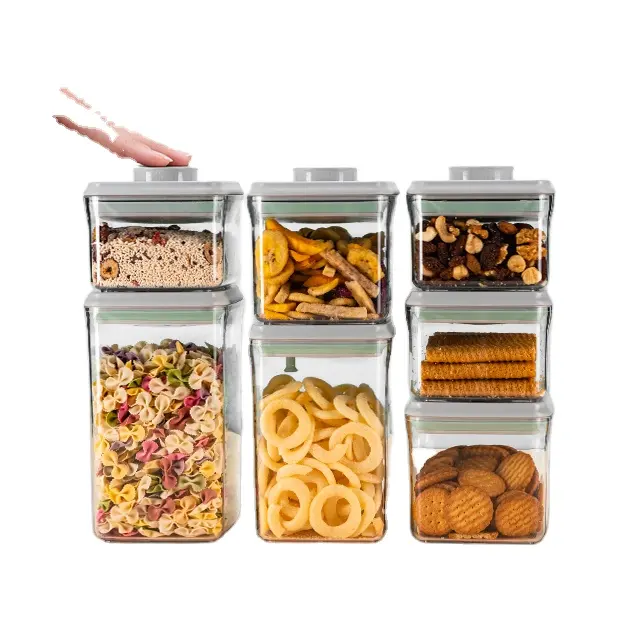 LFGB Organisateur de rangement de cuisine approuvé Pop up Pot en plastique sans BPA peu encombrant Snack empilable Seal stockage des aliments et conteneur