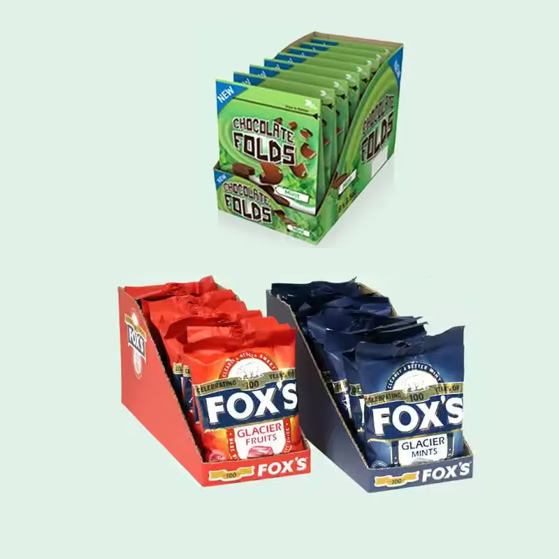 Holidaypac Custom Pre Roll Folding Cardboard Paper Pdq Counter Retail Display Packaging Box With Tear Off Line For Snack