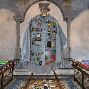 Chaqueta Vaquera Informal Transpirable y Ecológica con Logotipo Personalizado de Fix Fox Sports, para Mujer, con Contraste de Color, Corte Regular, con Botones, 100% Denim - Product Image 2