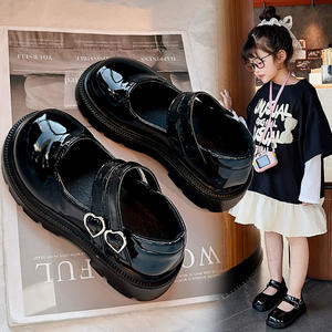 Zapatos de Vestir para Niñas 2025 - Zapatos de Cuero Negro Estilo Princesa a la Moda para Primavera y Otoño con Velcro para Niñas Medianas y Grandes - Product Image 3