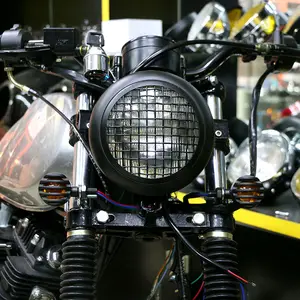5,75 zoll motorrad-scheinwerfer retro-scheinwerfer motorrad led-licht-grill für motorrad