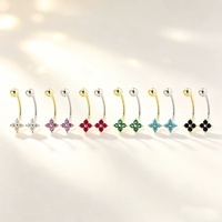 Romantischer Vierblättriger Blumen-Ohrstecker für Damen, Modischer Ohrknochen-Schmuck, 925 Sterling Silber Ohrhaken