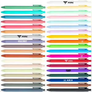 Meilleurs stylos à bille en plastique en gros, bon marché, multicolores, avec revêtement en caoutchouc, logo personnalisé rétractable OEM pour la papeterie scolaire - Product Image 1