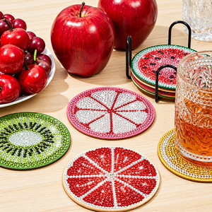 Handmade Beaded <b>Coasters</b> , Decorative Fruit Design <b>Drink</b> <b>Coasters</b> for Table Dining Home Kitchen Bar Decor - Product Image 1