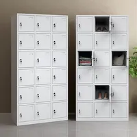 Armoire Métallique pour Vestiaire de Gym et Spa, Casier en Acier à 15/18 Portes, Meuble de Rangement Écologique pour Vêtements avec Trous d'Aération