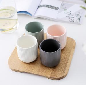 200ml runde gestreifte Porzellan Kaffee Cafe Milch Wasser Tasse Keramik Tee tassen Tasse ohne Griff - Product Image 2