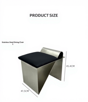 Ensemble table et chaises de café en acier inoxydable industriel moderne avec coussin - Mobilier de restaurant commercial pour café