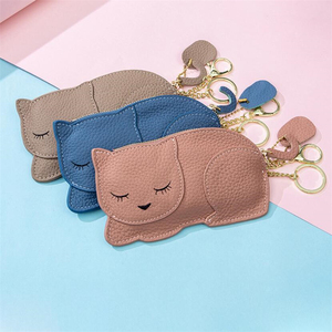 Hot <strong>Sale</strong> Fashion Slim Lovely Girls Real <strong>Leather</strong> Cute Keychain Cat Coin <strong>Purses</strong> - Product Image 2