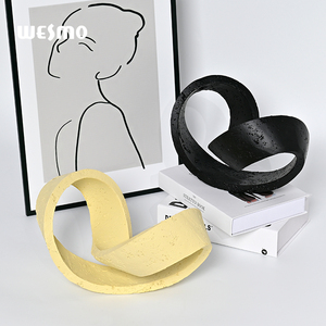 Decoración <span class=keywords><strong>minimalista</strong></span> moderna para sala de estar, objeto decorativo rizado geométrico, escultura contemporánea de resina negra, decoración del hogar - Product Image 4