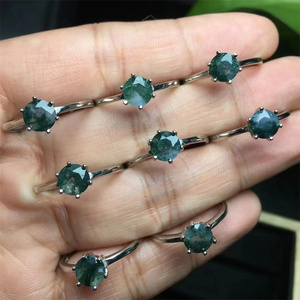 Wholesale Crystal Rings Fashion Jewelry Green <strong>Gem</strong> S925 Silver <strong>Moss</strong> <strong>Agate</strong> Rings for Gifts - Product Image 1