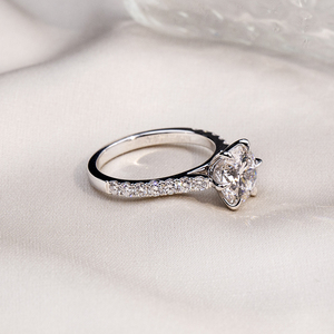 Bague de mode Messi Jewelry MSR-1848 PT950 avec diamant solitaire rond de laboratoire, bague en diamant cultivé en laboratoire - Product Image 3
