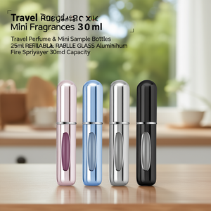 Travel Perfume <b>Mini</b> Sample <b>Bottles</b> 25ml Refillable Glass Aluminum Fine Sprayer 30ml Capacity - Product Image 3