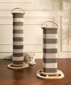 Poteau à gratter pour animaux de compagnie avec jouet boule, en carton ondulé, tour d'arbre modulable, sans poignée, OEM/ODM, MDF - Product Image 1