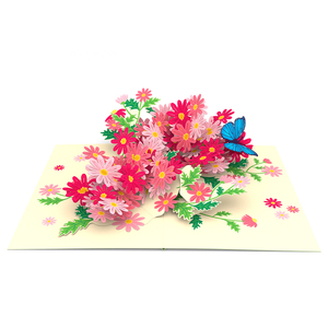การ์ดอวยพรป๊อปอัพสำหรับสวนดอกไม้สีสันสวยงาม3D ทำด้วยมือกระดาษเลียนแบบดิจิตอลสำหรับงานแต่งงานสั่งซื้อจำนวนมาก - Product Image 1