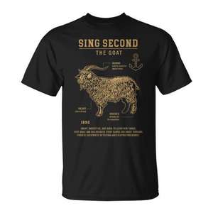Camiseta Sing Second The Goat negra de manga corta con cuello redondo para hombre, ropa con diseño gráfico - Product Image 1