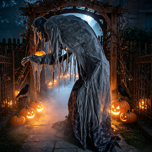 Decorazione Animatronica di Halloween, Lanterna a Forma di Zucca Parlante in Inglese con Occhi LED Mobili e Illuminati - Product Image 4
