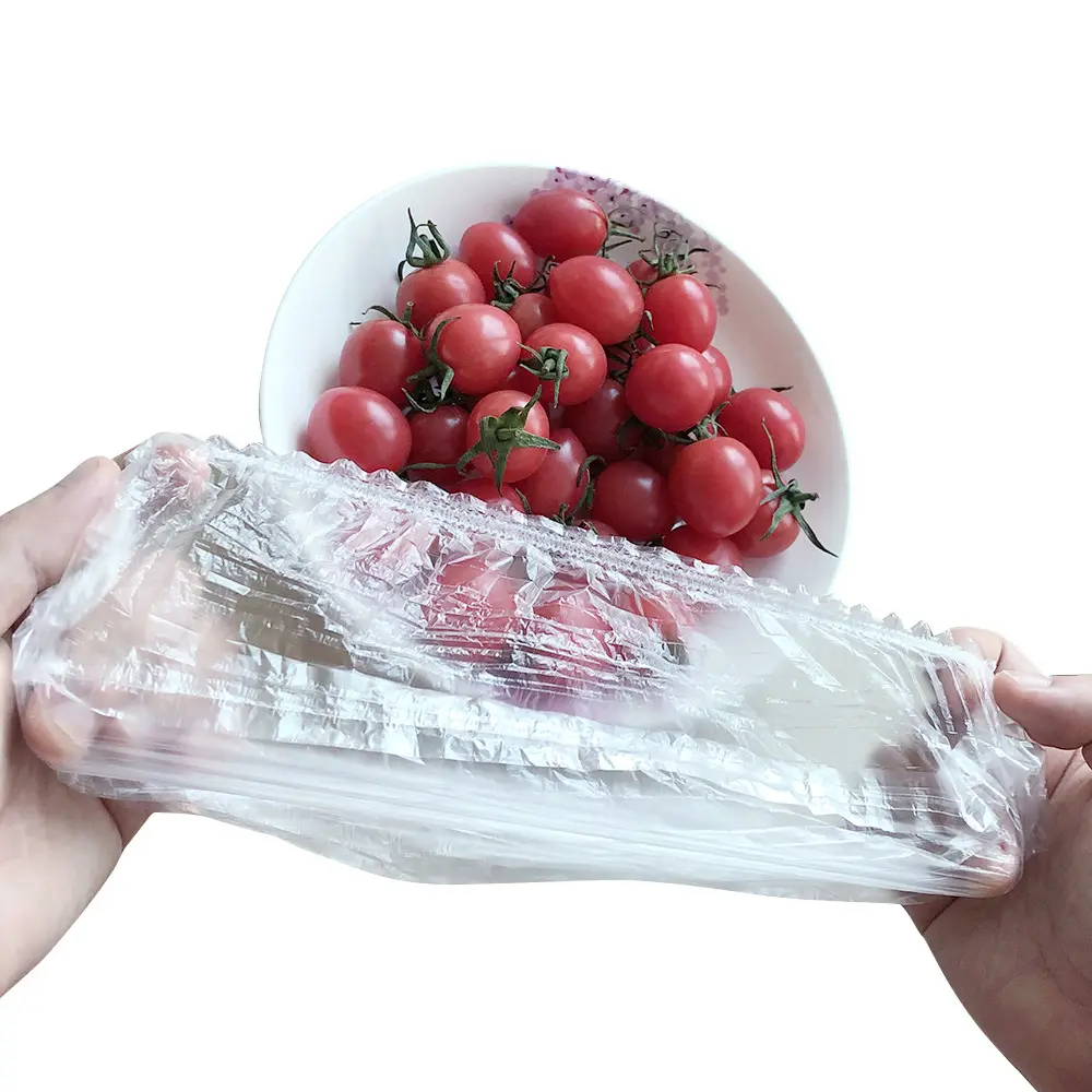 flexible stretch wrap food grade disposable hood cover plastic wrap elastic clear wrap film for kitchen