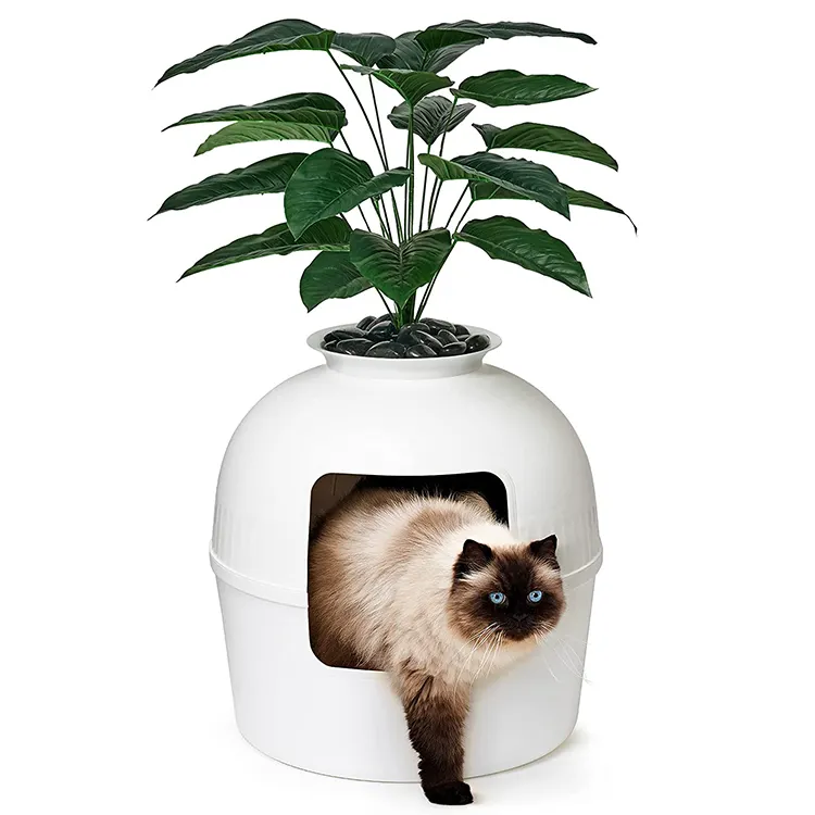 Multi-functional Cat Grass Modern Semi-closed Hidden Enclosure Pet Clean Grooming Cat Litter Box Bed Storage for Toys
