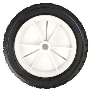 7x1.3'' Push Lawn Mower <b>Wheels</b>, 7 Inch Spoked <b>Plastic</b> <b>Wheel</b> and Tire for Lawnmower and DIY Trolley Wagon Cart - Product Image 2