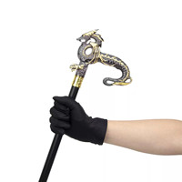 Canne de marche Dragon de luxe or noir, bâton de marche décoratif de mode pour monsieur élégant Cosplay bouton de canne croisé 93cm