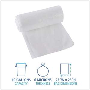 Boardwalk BWK242306 Natural 7-10 Gal Waste Can Liners 24 X 24 6 MIC 50 <b>Bags</b>/Roll 20 Rolls/CTN1 CT <b>Household</b> <b>Trash</b> <b>Bags</b> - Product Image 5