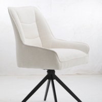 Fauteuil de salle à manger pivotant Boucle, chaise d'appoint moderne pivotante et rembourrée avec pieds en métal noir