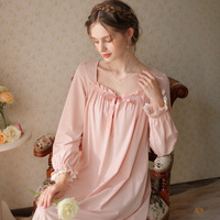 Robes de nuit vintage pour femmes, en coton doux, style victorien, manches longues, volants, robe de nuit princesse, grande taille, vêtements de nuit pour femmes
