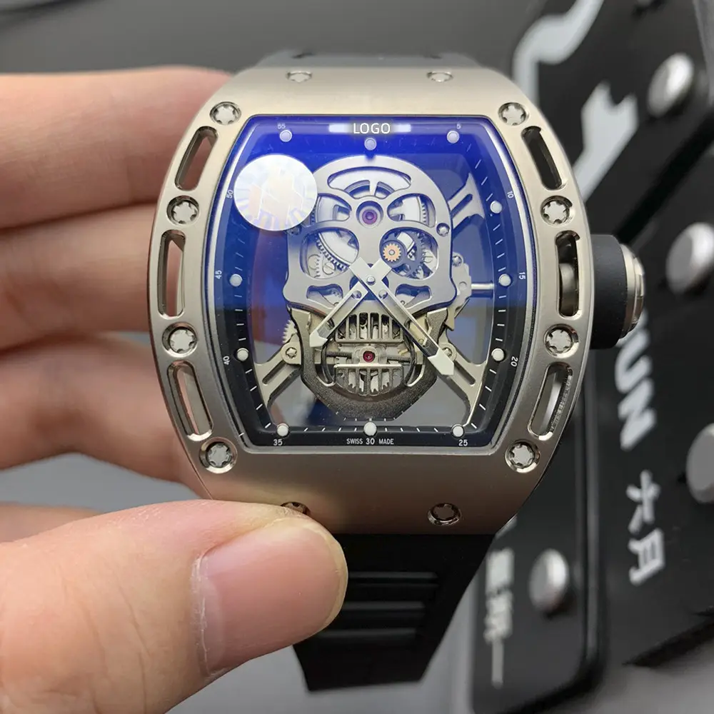 Mechanical watches Luxury men watches RM skull face Self-winding movement Top version Aviation titanium case