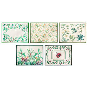 Napperons carrés en polyester imprimés de fleurs fraîches, épais et lavables, style pastoral, avec motifs de coccinelles et de plantes - Product Image 1