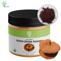 Extrait de champignon Reishi en poudre de spores brisées OEM, certifié biologique ISO, avec étiquette privée, bouteille de 60g, emballé sous vide, 2% de triperpénoïdes