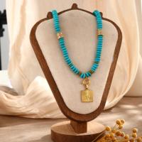 Collier de perles en pierre naturelle turquoise pour l'été, fait main, étanche et inaltérable, pour femme