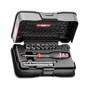 Jeu de clés à douille Usag 1/4 po en acier au chrome vanadium, kit d'outils à main avec étui - Product Image 1